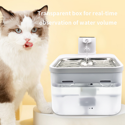 Smart Rechargeable Wireless Pet Water Fountain with Stainless Steel Tray