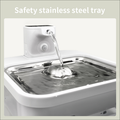 Smart Rechargeable Wireless Pet Water Fountain with Stainless Steel Tray